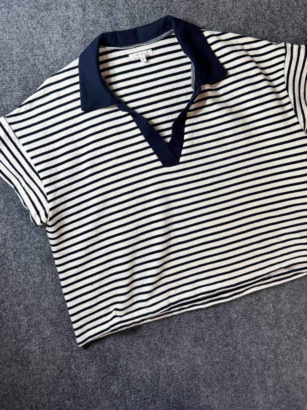Maurices Crop Top Collar Striped Shirt